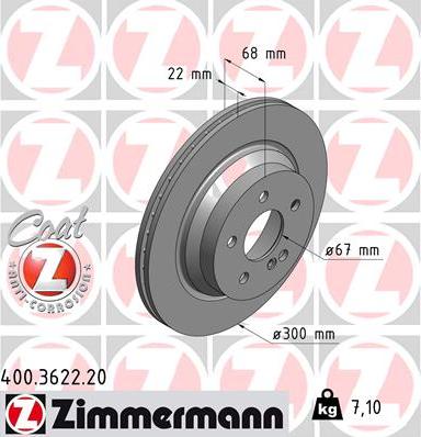 Zimmermann 400.3622.20 - Тормозной диск autodif.ru