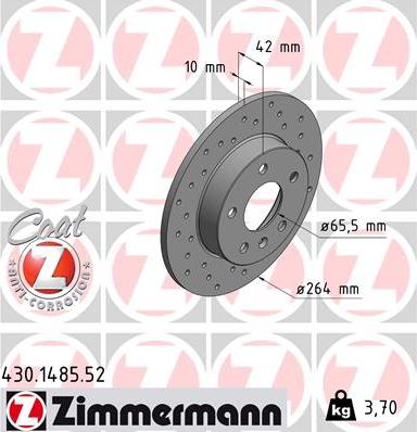 Zimmermann 430.1485.52 - Тормозной диск autodif.ru