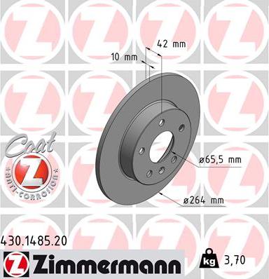 Zimmermann 430.1485.20 - Тормозной диск autodif.ru