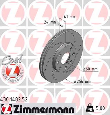 Zimmermann 430.1482.52 - Тормозной диск autodif.ru