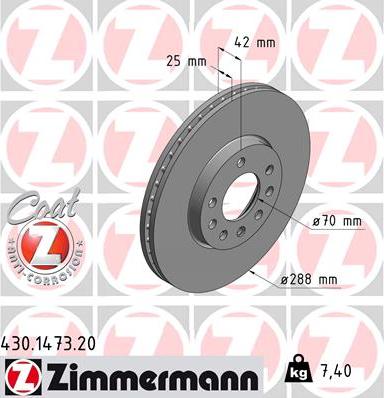 Zimmermann 430.1473.20 - Тормозной диск autodif.ru