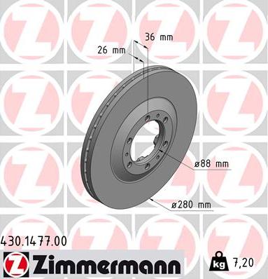 Zimmermann 430.1477.00 - Тормозной диск autodif.ru