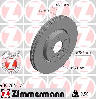 Zimmermann 430.2646.20 - Тормозной диск autodif.ru