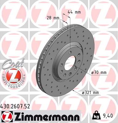 Zimmermann 430.2607.52 - Тормозной диск autodif.ru