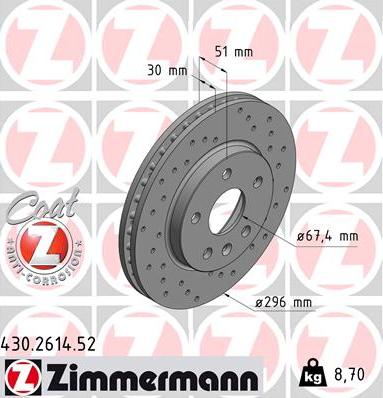 Zimmermann 430.2614.52 - Тормозной диск autodif.ru