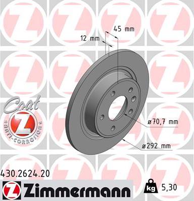 Zimmermann 430.2624.20 - Тормозной диск autodif.ru
