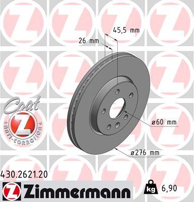 Zimmermann 430.2621.20 - Тормозной диск autodif.ru
