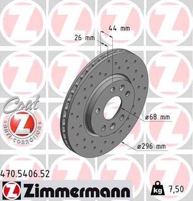 Zimmermann 470.5406.52 - Тормозной диск autodif.ru