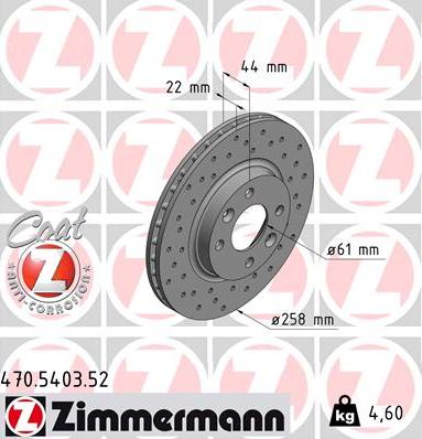 Zimmermann 470.5403.52 - Тормозной диск autodif.ru