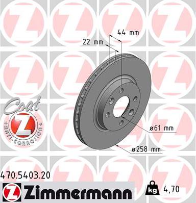 Zimmermann 470.5403.20 - Тормозной диск autodif.ru