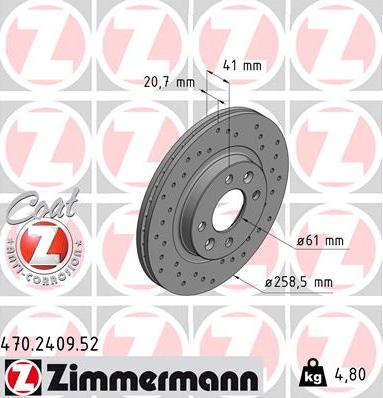 Zimmermann 470.2409.52 - Тормозной диск autodif.ru