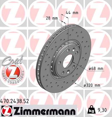 Zimmermann 470.2438.52 - Тормозной диск autodif.ru