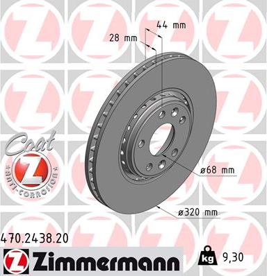 Zimmermann 470.2438.20 - Тормозной диск autodif.ru