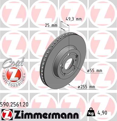 Zimmermann 590.2561.20 - Тормозной диск autodif.ru