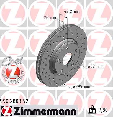 Zimmermann 590.2803.52 - Тормозной диск autodif.ru