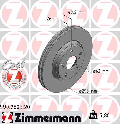 Zimmermann 590.2803.20 - Тормозной диск autodif.ru