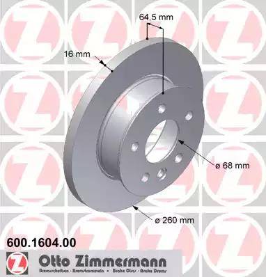 Zimmermann 600.1604.00 - Тормозной диск autodif.ru