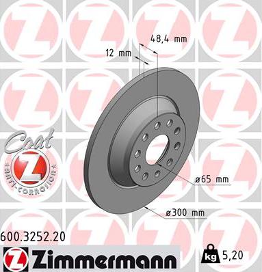 Zimmermann 600.3252.20 - Тормозной диск autodif.ru