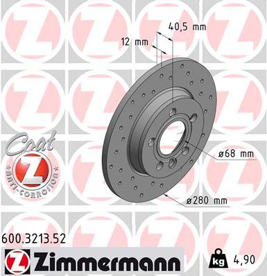 Zimmermann 600.3213.52 - Тормозной диск autodif.ru