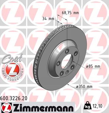 Zimmermann 600.3226.20 - Тормозной диск autodif.ru