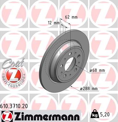 Zimmermann 610.3710.20 - Тормозной диск autodif.ru