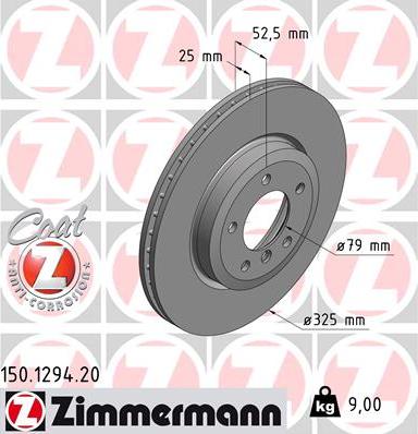Zimmermann 150.1294.20 - Тормозной диск autodif.ru