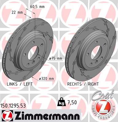 Zimmermann 150.1295.53 - Тормозной диск autodif.ru