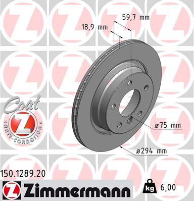 Zimmermann 150.1289.20 - Тормозной диск autodif.ru