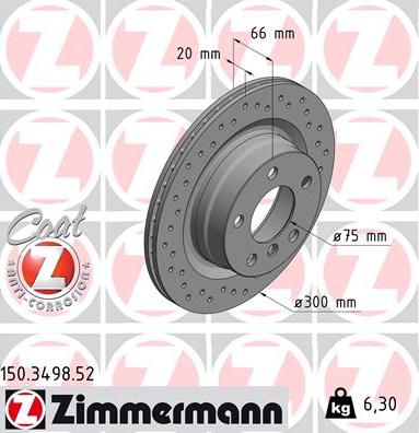 Zimmermann 150.3498.52 - Тормозной диск autodif.ru