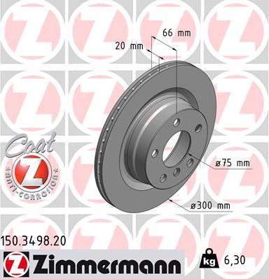 Zimmermann 150.3498.20 - Тормозной диск autodif.ru