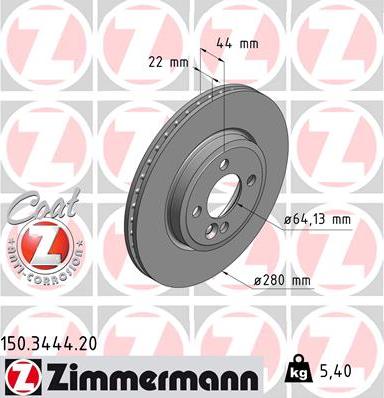 Zimmermann 150.3444.20 - Тормозной диск autodif.ru