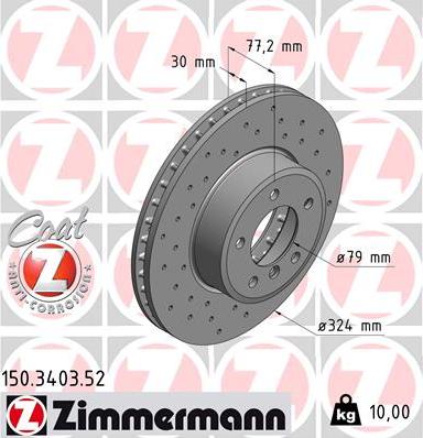 Zimmermann 150.3403.52 - Тормозной диск autodif.ru