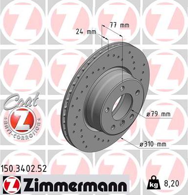 Zimmermann 150.3402.52 - Тормозной диск autodif.ru
