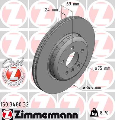 Zimmermann 150.3480.32 - Тормозной диск autodif.ru