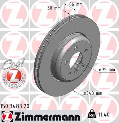 Zimmermann 150.3483.20 - Тормозной диск autodif.ru