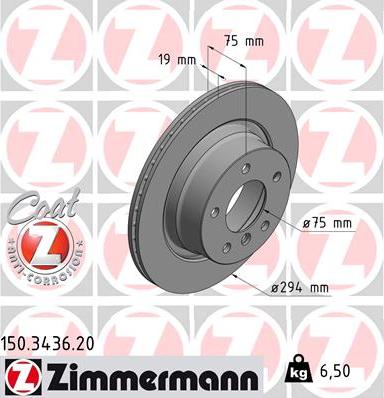 Zimmermann 150.3436.20 - Тормозной диск autodif.ru