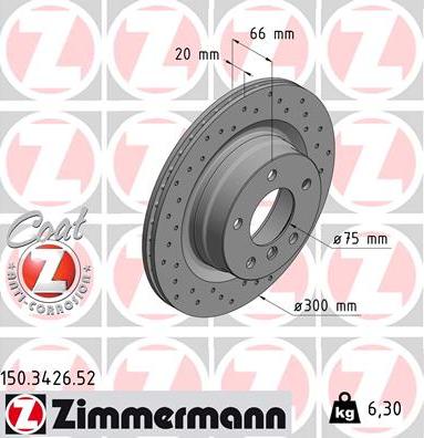 Zimmermann 150.3426.52 - Тормозной диск autodif.ru