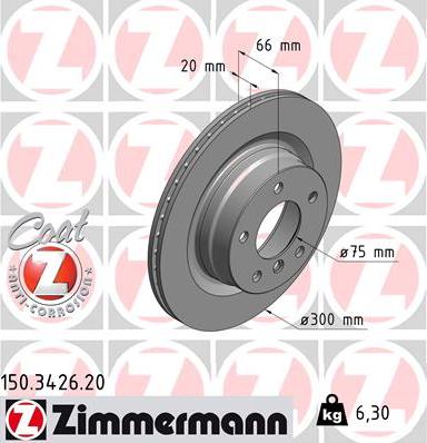 Zimmermann 150.3426.20 - Тормозной диск autodif.ru