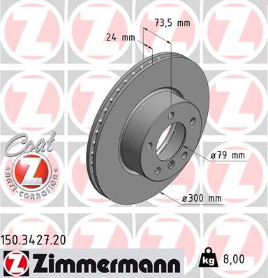 Zimmermann 150.3427.20 - Тормозной диск autodif.ru