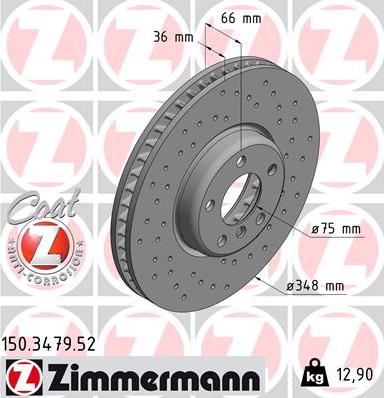 Zimmermann 150.3479.52 - Тормозной диск autodif.ru