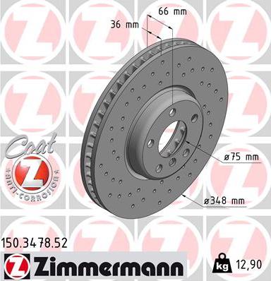 Zimmermann 150.3478.52 - Тормозной диск autodif.ru