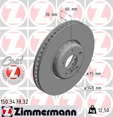Zimmermann 150.3478.32 - Тормозной диск autodif.ru