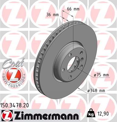 Zimmermann 150.3478.20 - Тормозной диск autodif.ru