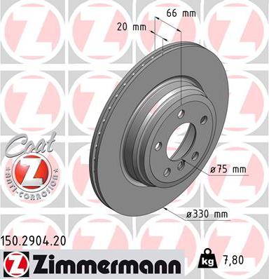 Zimmermann 150.2904.20 - Тормозной диск autodif.ru