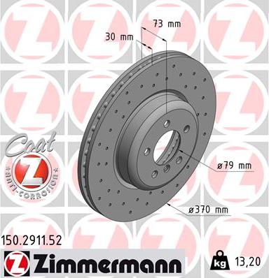 Zimmermann 150.2911.52 - Тормозной диск autodif.ru
