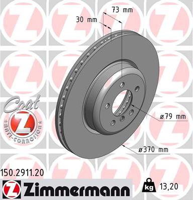 Zimmermann 150.2911.20 - Тормозной диск autodif.ru