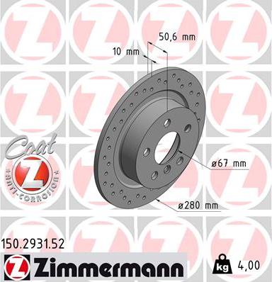 Zimmermann 150.2931.52 - Тормозной диск autodif.ru
