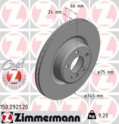 Zimmermann 150.2921.20 - Тормозной диск autodif.ru