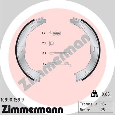 Zimmermann 10990.159.9 - Комплект тормозов, ручник, парковка autodif.ru