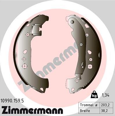 Zimmermann 10990.159.5 - Комплект тормозных колодок, барабанные autodif.ru